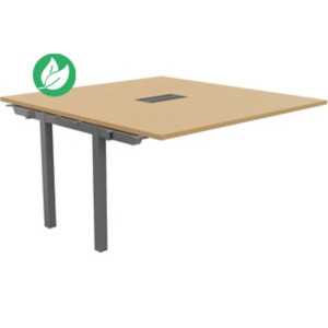 Bureau manager Suivant Burocolor avec trappe d'accès - L.140 x P.143 cm - Plateau Hêtre - Pieds Aluminium Bureau manager Suivant Burocolor avec trappe d'accès - L.140 x P.143 cm - Plateau Hêtre - Pieds Aluminium