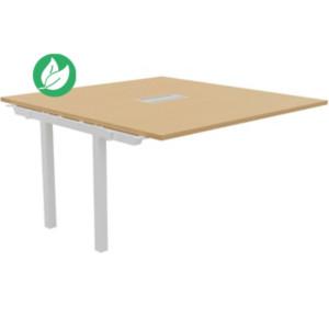 Bureau manager Suivant Burocolor avec trappe d'accès - L.140 x P.143 cm - Plateau Hêtre - Pieds Blancs Bureau manager Suivant Burocolor avec trappe d'accès - L.140 x P.143 cm - Plateau Hêtre - Pieds Blancs