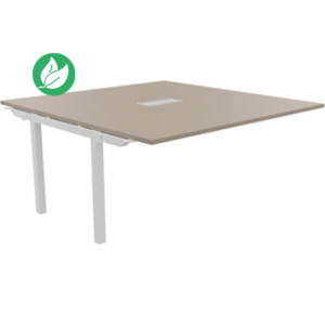 Bureau manager Suivant Burocolor avec trappe d'accès - L.160 x P.163 cm - Plateau Argile - Pieds Blancs Bureau manager Suivant Burocolor avec trappe d'accès - L.160 x P.163 cm - Plateau Argile - Pieds Blancs