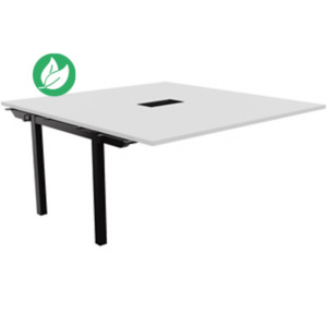Bureau manager Suivant Burocolor avec trappe d'accès - L.160 x P.163 cm - Plateau Blanc - Pieds Noirs Bureau manager Suivant Burocolor avec trappe d'accès - L.160 x P.163 cm - Plateau Blanc - Pieds Noirs
