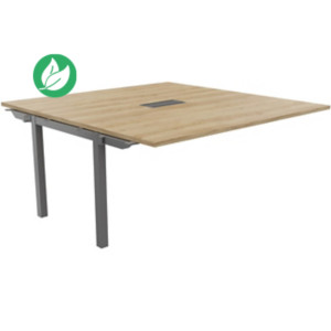Bureau manager Suivant Burocolor avec trappe d'accès - L.160 x P.163 cm - Plateau Chêne Nebraska - Pieds Aluminium Bureau manager Suivant Burocolor avec trappe d'accès - L.160 x P.163 cm - Plateau Chêne Nebraska - Pieds Aluminium