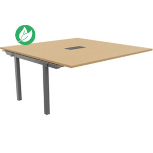 Bureau manager Suivant Burocolor avec trappe d'accès - L.160 x P.163 cm - Plateau Hêtre - Pieds Aluminium Bureau manager Suivant Burocolor avec trappe d'accès - L.160 x P.163 cm - Plateau Hêtre - Pieds Aluminium