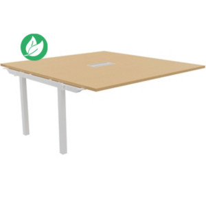 Bureau manager Suivant Burocolor avec trappe d'accès - L.160 x P.163 cm - Plateau Hêtre - Pieds Blancs Bureau manager Suivant Burocolor avec trappe d'accès - L.160 x P.163 cm - Plateau Hêtre - Pieds Blancs