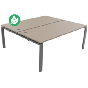 Bureau Partagé 2 postes droits E-link - L.180 x P.163 cm - Plateau Argile - Pieds Aluminium Bureau Partagé 2 postes droits E-link - L.180 x P.163 cm - Plateau Argile - Pieds Aluminium
