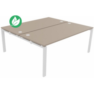 Bureau Partagé 2 postes droits E-link - L.180 x P.163 cm - Plateau Argile - Pieds Blanc Bureau Partagé 2 postes droits E-link - L.180 x P.163 cm - Plateau Argile - Pieds Blanc