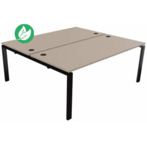 Bureau Partagé 2 postes droits E-link - L.180 x P.163 cm - Plateau Argile - Pieds Noir Bureau Partagé 2 postes droits E-link - L.180 x P.163 cm - Plateau Argile - Pieds Noir