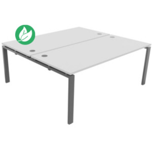 Bureau Partagé 2 postes droits E-link - L.180 x P.163 cm - Plateau Blanc - Pieds Aluminium Bureau Partagé 2 postes droits E-link - L.180 x P.163 cm - Plateau Blanc - Pieds Aluminium