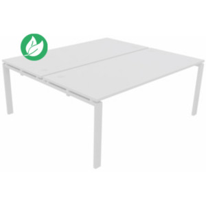 Bureau Partagé 2 postes droits E-link - L.180 x P.163 cm - Plateau Blanc - Pieds Blanc Bureau Partagé 2 postes droits E-link - L.180 x P.163 cm - Plateau Blanc - Pieds Blanc