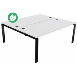 Bureau Partagé 2 postes droits E-link - L.180 x P.163 cm - Plateau Blanc - Pieds Noir Bureau Partagé 2 postes droits E-link - L.180 x P.163 cm - Plateau Blanc - Pieds Noir