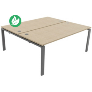 Bureau Partagé 2 postes droits E-link - L.180 x P.163 cm - Plateau Chêne - Pieds Aluminium Bureau Partagé 2 postes droits E-link - L.180 x P.163 cm - Plateau Chêne - Pieds Aluminium