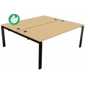 Bureau Partagé 2 postes droits E-link - L.180 x P.163 cm - Plateau Hêtre - Pieds Noir Bureau Partagé 2 postes droits E-link - L.180 x P.163 cm - Plateau Hêtre - Pieds Noir