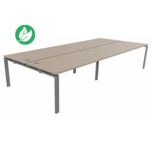 Bureau partagé 4 postes droits E-link - L.360 x P.163 cm - Plateau Argile - Pieds Aluminium Bureau partagé 4 postes droits E-link - L.360 x P.163 cm - Plateau Argile - Pieds Aluminium