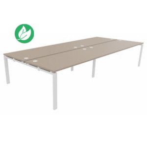 Bureau partagé 4 postes droits E-link - L.360 x P.163 cm - Plateau Argile - Pieds Blanc Bureau partagé 4 postes droits E-link - L.360 x P.163 cm - Plateau Argile - Pieds Blanc