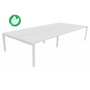 Bureau partagé 4 postes droits E-link - L.360 x P.163 cm - Plateau Blanc - Pieds Blanc Bureau partagé 4 postes droits E-link - L.360 x P.163 cm - Plateau Blanc - Pieds Blanc