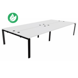 Bureau partagé 4 postes droits E-link - L.360 x P.163 cm - Plateau Blanc - Pieds Noir Bureau partagé 4 postes droits E-link - L.360 x P.163 cm - Plateau Blanc - Pieds Noir