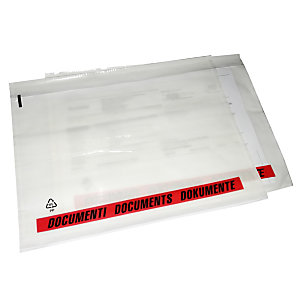 Busta adesiva  portadocumenti, Formato DIN, 23,5 x 13 cm, Trasparente (confezione 100 pezzi)
