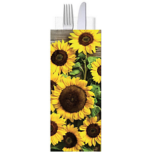 Busta porta posate in carta politenata con tovagliolo doppio velo, Design Helianthus (confezione 1.000 pezzi) Busta porta posate in carta politenata con tovagliolo doppio velo, Design Helianthus (confezione 1.000 pezzi)