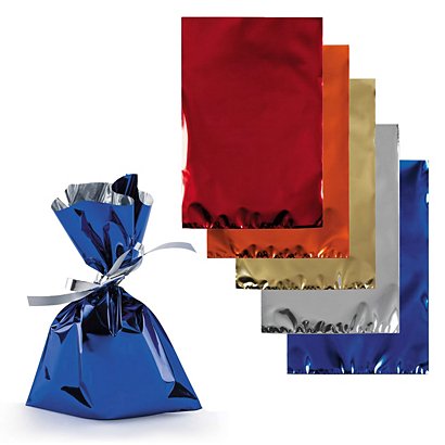 Busta regalo metallizzata senza chiusura adesiva, 16 x 25 cm, Colori  assortiti (confezione 100 pezzi) - Accessori Confezioni Regalo