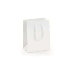 Busta Shopper, 11 x 14 x 6,5 cm, Carta plastificata opaca, Bianco (confezione 10 pezzi)