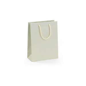 Busta Shopper, 11 x 14 x 6,5 cm, Carta plastificata opaca, Sabbia (confezione 10 pezzi)