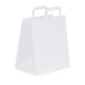 Busta Shopper, 27 x 29 x 17 cm, Carta Kraft, Bianco (confezione da 50 pezzi)