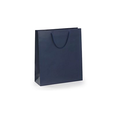 Busta Shopper, 27 x 37 x 12 cm, Carta plastificata opaca, Blu (confezione 10 pezzi)