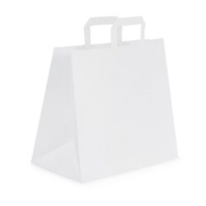 Busta shopper, 32 x 29 x 17 cm, Carta Kraft, Bianco (confezione da 50 pezzi)