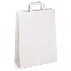 Busta Shopper in carta riciclata, 37 x 12 x 27 cm, Bianco (confezione 350 pezzi)