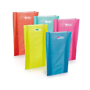 Busta Shopper in plastica con manico a fagiolo, 25 x 46 x 10 cm, Colori assortiti (confezione 100 pezzi) Busta Shopper in plastica con manico a fagiolo, 25 x 46 x 10 cm, Colori assortiti (confezione 100 pezzi)