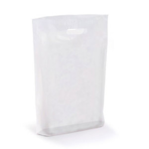 Busta Shopper in plastica con manico a fagiolo, 30 x 40 cm, Semitrasparente effetto ghiaccio (confezione 250 pezzi)