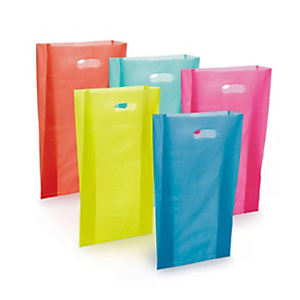 Busta Shopper in plastica con manico a fagiolo, 32 x 55 x 12 cm, Colori assortiti (confezione 100 pezzi) Busta Shopper in plastica con manico a fagiolo, 32 x 55 x 12 cm, Colori assortiti (confezione 100 pezzi)