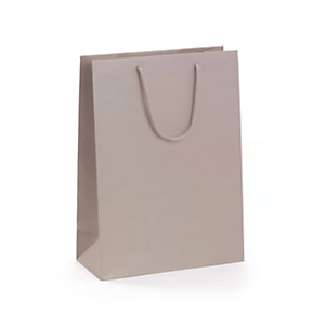 Busta Shopper lusso, 22 x 29 x 10 cm, Carta plastificata opaca, Tortora (confezione 10 pezzi) Busta Shopper lusso, 22 x 29 x 10 cm, Carta plastificata opaca, Tortora (confezione 10 pezzi)