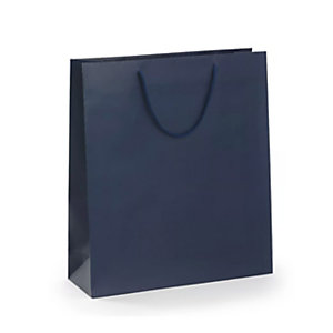 Busta Shopper lusso, 36 x 41 x 12 cm, Carta plastificata opaca, Blu (confezione 10 pezzi)