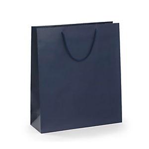 Busta Shopper lusso, 36 x 41 x 12 cm, Carta plastificata opaca, Blu (confezione 10 pezzi) Busta Shopper lusso, 36 x 41 x 12 cm, Carta plastificata opaca, Blu (confezione 10 pezzi)