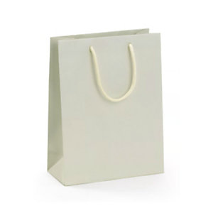 Busta Shopper lusso, 36 x 41 x 12 cm, Carta plastificata opaca, Sabbia (confezione 10 pezzi)