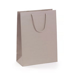 Busta Shopper lusso, 36 x 41 x 12 cm, Carta plastificata opaca, Tortora (confezione 10 pezzi)