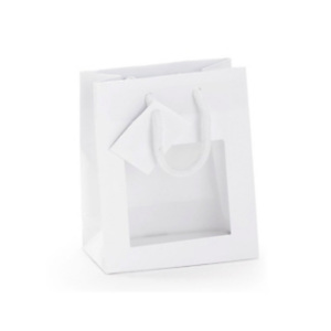Busta Shopper lusso con finestra, 11 x 15 x 6,5 cm, Carta laccata, Bianco (confezione 10 pezzi) Busta Shopper lusso con finestra, 11 x 15 x 6,5 cm, Carta laccata, Bianco (confezione 10 pezzi)