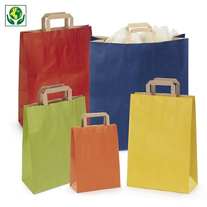 Buste shopper in carta colorata con maniglie piatte RAJA - 1
