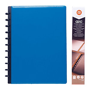 M by Staples ARC Cuaderno de hojas reinsertables personalizable, A4, rayado, 60 hojas, discos de 19 mm, cubierta polipiel, azul