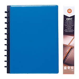 M by Staples ARC Cuaderno de hojas reinsertables personalizable, A4, rayado, 60 hojas, discos de 19 mm, cubierta polipiel, azul M by Staples ARC Cuaderno de hojas reinsertables personalizable, A4, rayado, 60 hojas, discos de 19 mm, cubierta polipiel, azul