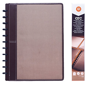 M by Staples ARC Cuaderno de hojas reinsertables personalizable, A4, rayado, 60 hojas, discos de 19 mm, cubierta tela, marrón