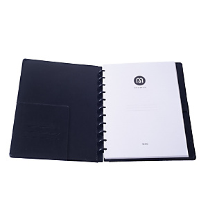 M by Staples ARC Cuaderno personalizable, A4, rayado, 60 hojas, discos de 19 mm, cubierta piel, negro M by Staples ARC Cuaderno personalizable, A4, rayado, 60 hojas, discos de 19 mm, cubierta piel, negro