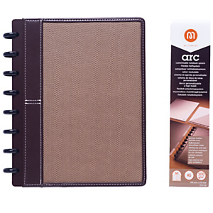 M by Staples ARC Cuaderno personalizable, A5, rayado, 60 hojas, discos de 19 mm, cubierta piel y tela, marrón M by Staples ARC Cuaderno personalizable, A5, rayado, 60 hojas, discos de 19 mm, cubierta piel y tela, marrón