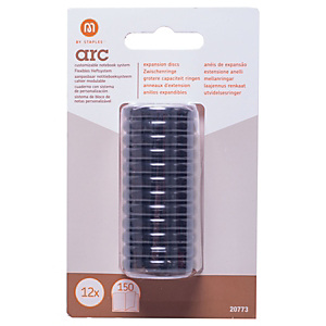 M by Staples ARC Discos de ampliación de 25 mm para cuaderno, Plástico, Negro M by Staples ARC Discos de ampliación de 25 mm para cuaderno, Plástico, Negro