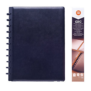 M by Staples Cuaderno de hojas reinsertables ARC, A4, 60 hojas, 100 g/m², con rayas, tapa de piel, negro