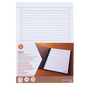 M by Staples Fogli di ricarica per blocco ARC, A righe, Formato A5, Bianco (confezione 50 fogli) M by Staples Fogli di ricarica per blocco ARC, A righe, Formato A5, Bianco (confezione 50 fogli)