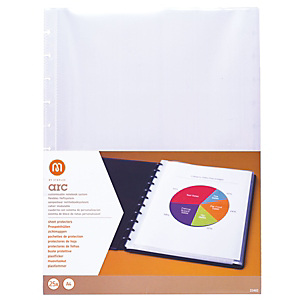 M by Staples Funda perforada, A4, polipropileno, 11 orificios, lisa, transparente M by Staples Funda perforada, A4, polipropileno, 11 orificios, lisa, transparente