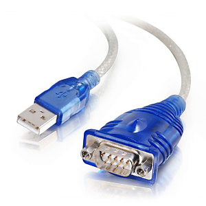C2G Cable adaptador USB a DB9 en serie, azul y plateado