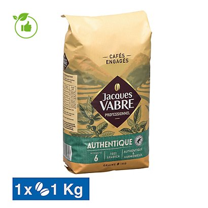 Café en grains Jacques Vabre Authentique 100% arabica 1 kg - 1