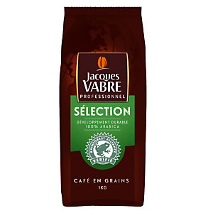 Café en grains Jacques Vabre Professionnel Sélection, 100% arabica, paquet de 1 kg